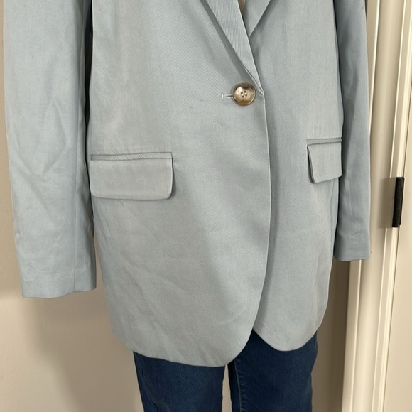 Madewell The Larsen Blazer in Drapeweave Blue Green Jacket Spring Sz M - Picture 6 of 16